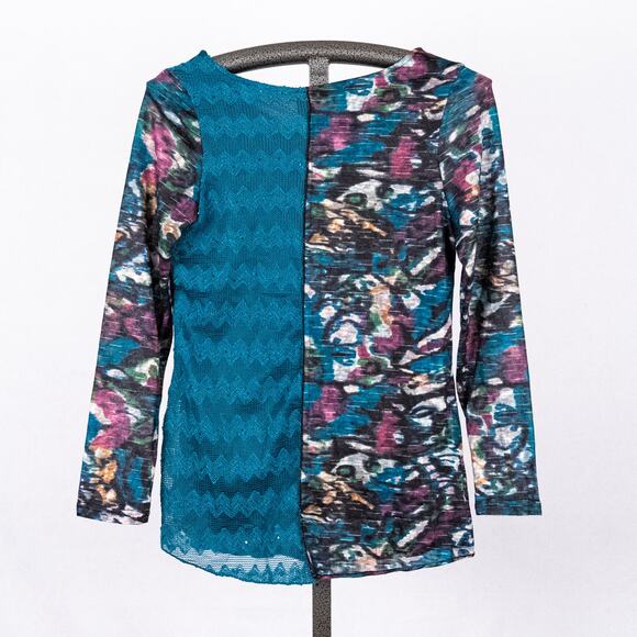 Mixed Media Colorful Art to Wear Top Women's Size SMALL Boho Abstract Patchwork - Picture 6 of 8